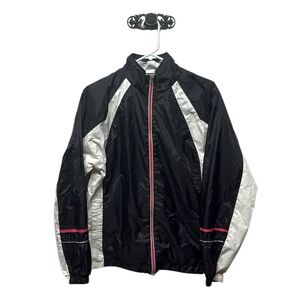 Wilson windbreaker nylon jacket white red black color block zipper front S 90s